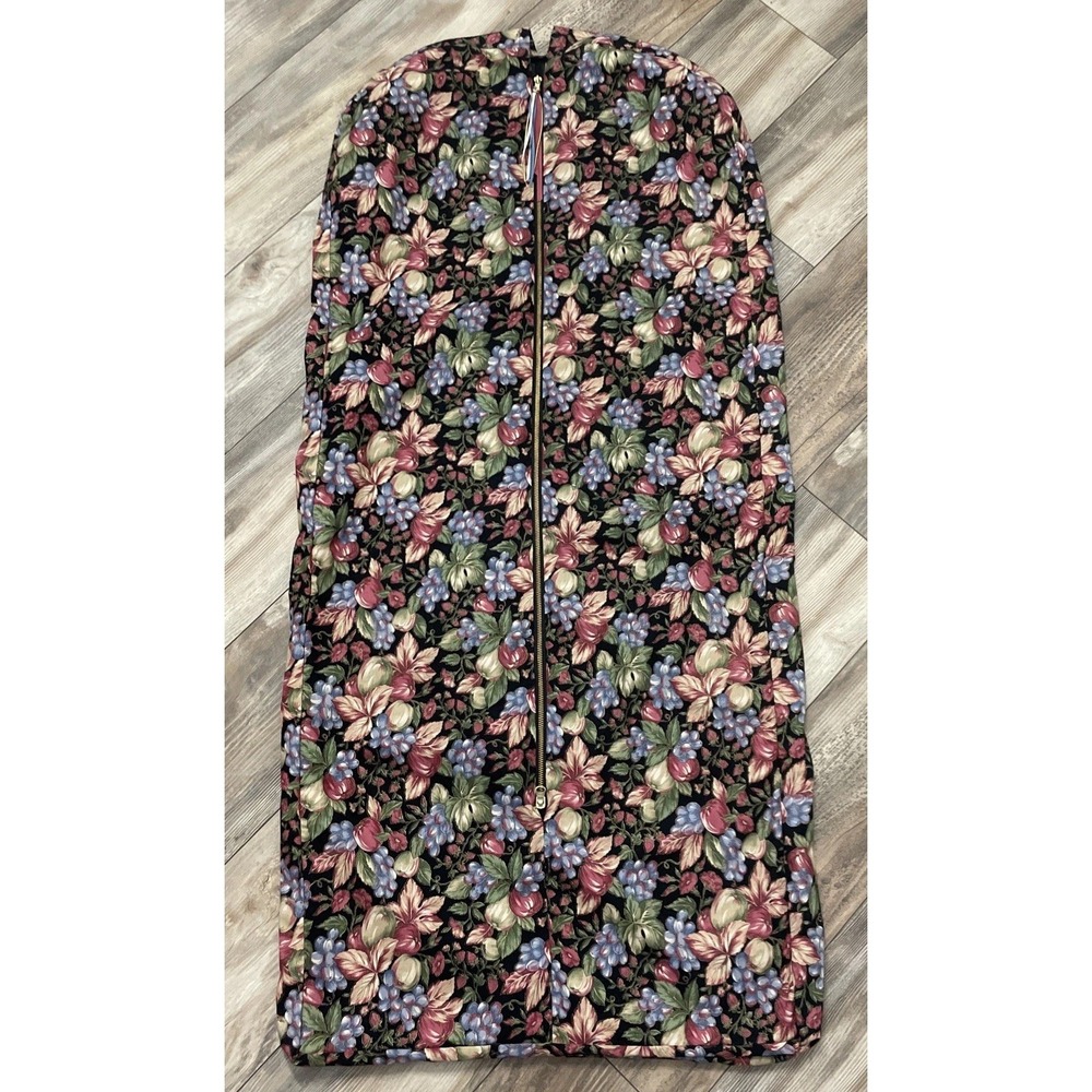 Vintage Tapestry Garment Bag Suit‎ Carrier Luggage Zippered Storage Floral Rose